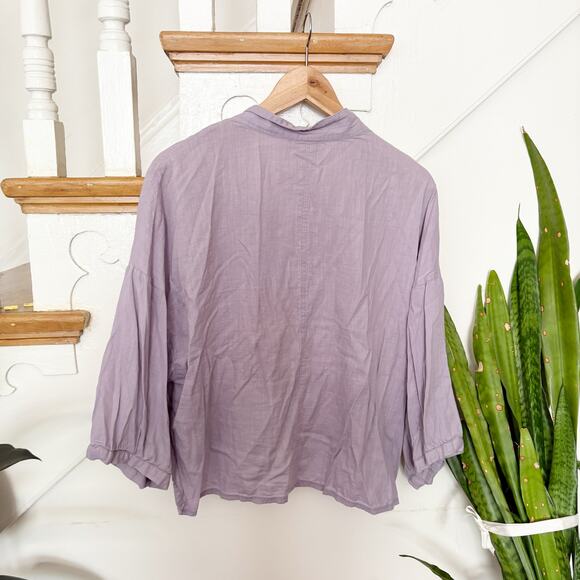 Out From Under Vera Button-Down Sleep Shirt Lavender Cotton Boxy Fit Size S - Picture 7 of 7